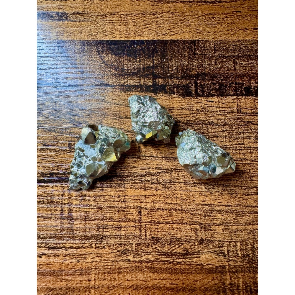 Raw Pyrite Crystal Set of 3 Fools Gold‎ Manifestation Wealth Protection Stone